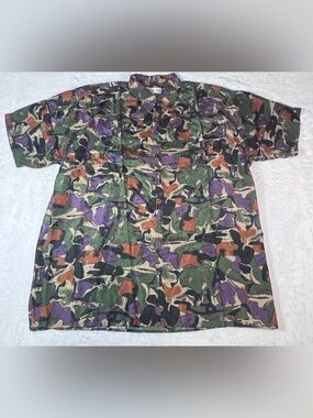Molisani Italy Men’s Large 100% Silk Abstract Print Shirt